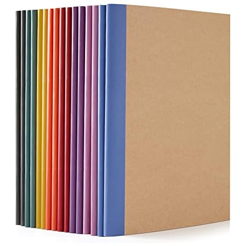 16 Pack Kraft Notebooks A5, Feela 60 Pages Lined Notepad Journal Bulk, Soft Brown Cover Multipack Notebooks for Students Travelers Making Plans, Writing Memos Office School Supplies, 14X21cm Cover