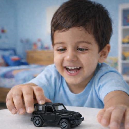 Image of Thar Diecast Matel Toy Car For Kids 1:32 Scale with Pull Back Action | Openable Doors Mini Jeep SUV Model Vehicle with Lights & Sound | Collectible Toy Car Gift for Kids Boys Girls 3+ Die Cast (Black)