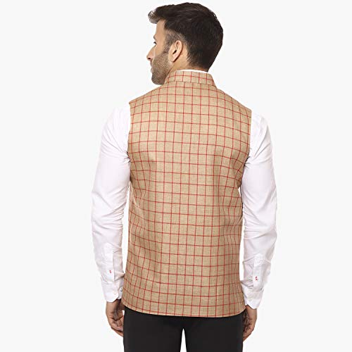 Image of Veera Paridhaan Men's Poly Cotton Jute Nehru Jacket