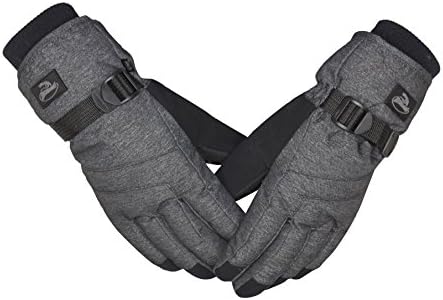 HighLoong Men Ski Snowboard Gloves with Waterproof and Thinsulate for Cold Winter-Black