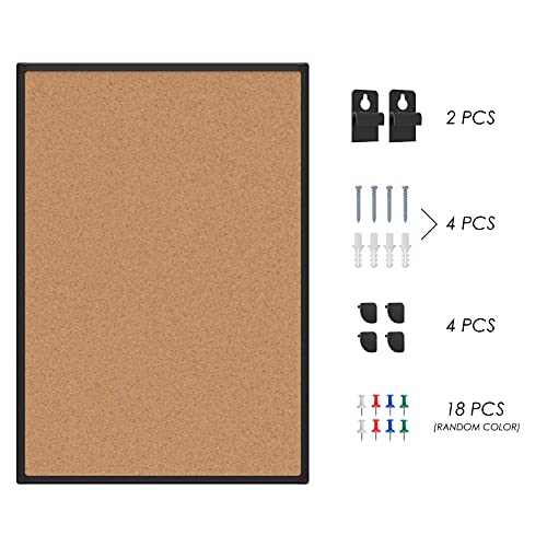 Board2by Cork Board Bulletin Board 48" x 36", Black Aluminium Framed 4x3 Corkboard, Office Board for Wall Cork, Large Wall Mounted Notice Pin Board with 18 Push Pins for School, Home & Office - Image 8