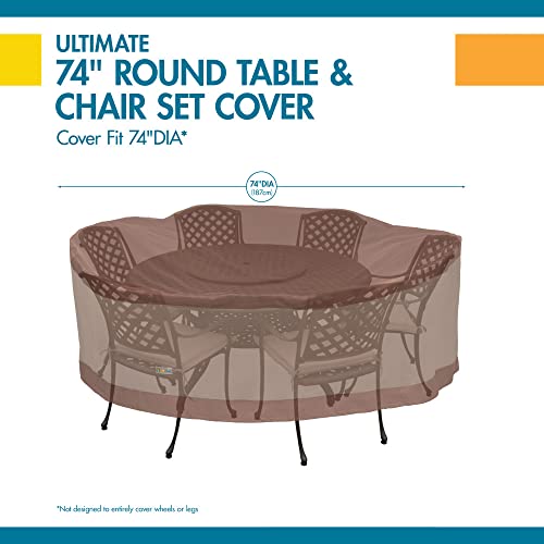Duck Covers Ultimate Water-Resistant 76 Inch Round Patio Table & Chair Set Cover, Outdoor Table Cover
