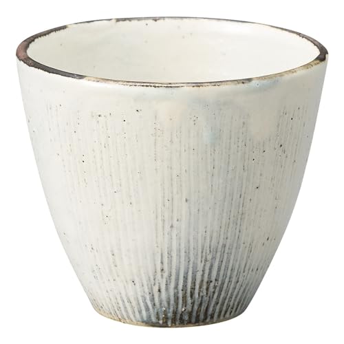 丸伊製陶 信楽焼 へちもん 湯呑 容量約240ml くし目粉引 ホワイト MR-3-4489