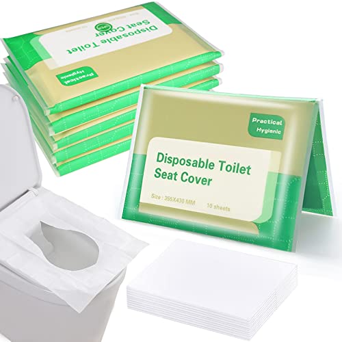 60 Piezas Protector WC Desechable,Cubierta de Asiento de Inodoro de Papel Desechable,Fundas de Asiento de Inodoro de Papel Descargable,Fundas WC,Cubierta Asiento Inodoro,Fácil de Llevar Cubierta