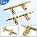 VEITHI Boat Cleat, Brass Color Dock Cleats 5 inch, 316 Stainless Steel Rope Cleat Open Base 2 Pack, Boat Cleats for Boats, Boat Dock Cleats Mooring Cleat for Boat/Yacht/Deck