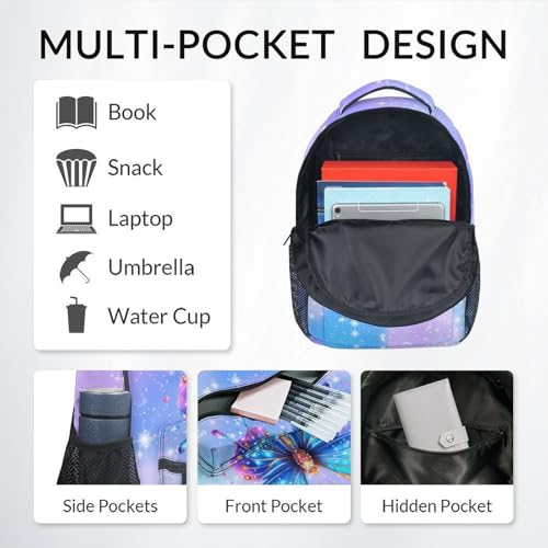 Girls Backpack - Cute Butterfly Bookbag for School, Travel - 17 Inch School Bag for Kids3