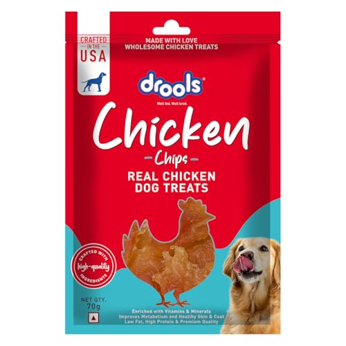 Image of Drools Puppy & Adult Chips, Dog Treats 70g | Real Chicken Flavour | Rich in Protein | No Artificial Preservatives | Best for Training & Bonding
