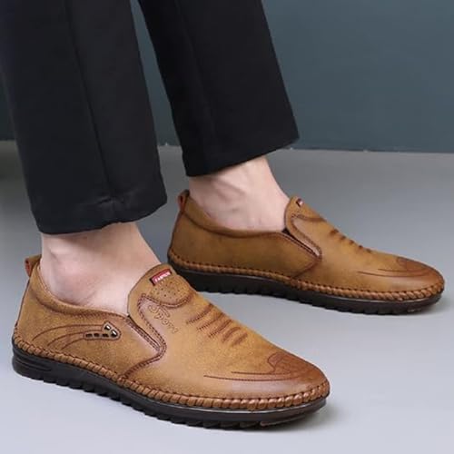 TangDao Men’s Loafers, Leather Slip On Moccasins Penny Loafers, Breathable Driving Walking Lightweight Casual Shoes3