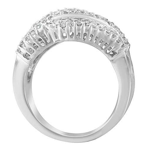 14K White Gold 1-3/4 Baguette & Brilliant-Cut Diamond Wrap-Style 7-Row Cocktail Fashion Ring (G-H Color, SI2-I1 Clarity)