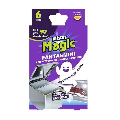 Mister Magic, Zero Odori per Pattumiere e Piccoli Ambienti, Pratici Adesivi per la Rimozione dei Cattivi Odori, con Estratti di Agrumi