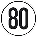 Geschwindigkeitsschild 80 km/h, 20cm nach §58 StVZO, Folienaufkleber zur Anbringung Karosserie aussen, Aufkleber, Geschwindigkeit, rund, für Traktor, LKW, Rollstuhl,