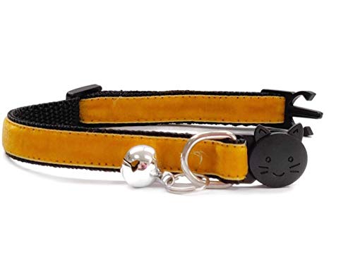 Velvet Cat Collars with Bell, Gold Velvet, Kitten Collar (10cm - 18cm) - Image 2