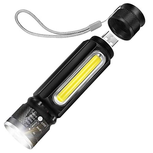 Stark magnetisk ficklampa, USB-uppladdningsbar Super Bright ficklampa sidoljus Zoombar arbetsficklampa, lämplig för nattaktiviteter eller mer