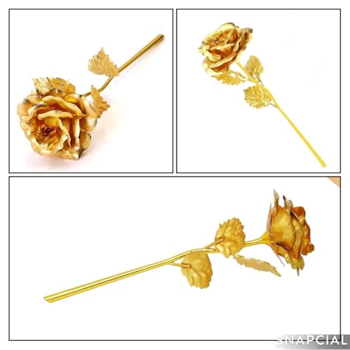 Image of Yadava Artificial Red Rose Flower for Valentine Day Gift Romantic Gift for Girlfriend Boyfriend Husband Wife | Cute Star Keychain, Message Bottle & Love Cards in Premium Gift Box (Golden Bouquet)