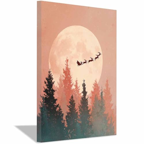 Toile de Noël luge et cerf CUDAOO pour transformer l'ambiance du salon en hiver