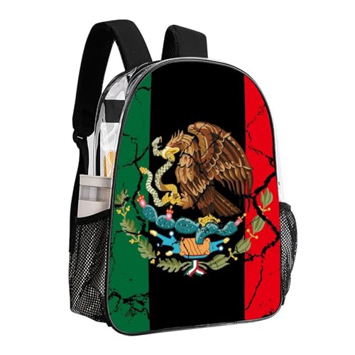 Lightweight Rucksack for Sports Travel Running - Big Capacity Multipurpose Transparent Bookbag, Black Mexico Flag Crack Art Travel and Sport Backpack Rucksack