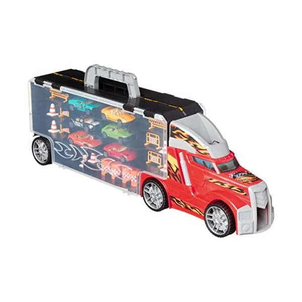 Amazon-Basics-Toy-Car-Carrier-Truck-With-Storage-For-Kids-Ages-3-and-Up-6-Pieces-Diecast-Vehicles-16-Accessories-Multicolor Amazon-Basics-Toy-Car-Carrier-Truck-With-Storage-For-Kids-Ages-3-and-Up-6-Pieces-Diecast-Vehicles-16-Accessories-Multicolor