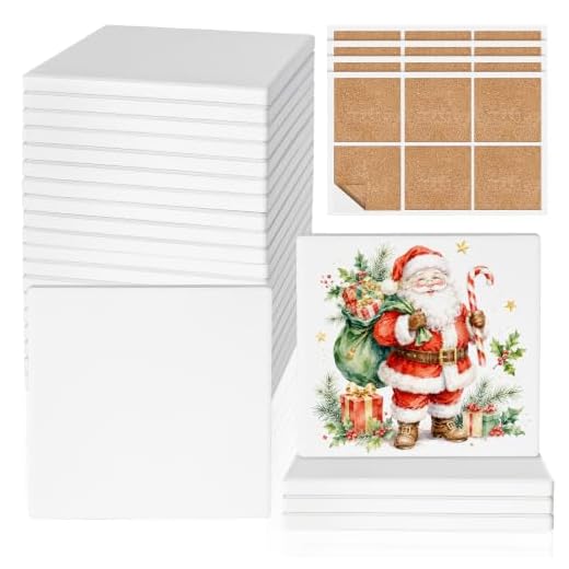 24 PCS Ceramic Tiles for Crafts, Unglazed Matte Coasters with Cork Backings