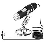 RUIZHI Microscopio USB, 1000x Microscopio digital USB de alta potencia Cámara de microscopio 3 en 1 PCB con 8 luces LED y soporte para microscopio para persona Compatible con Windows, Android y Mac
