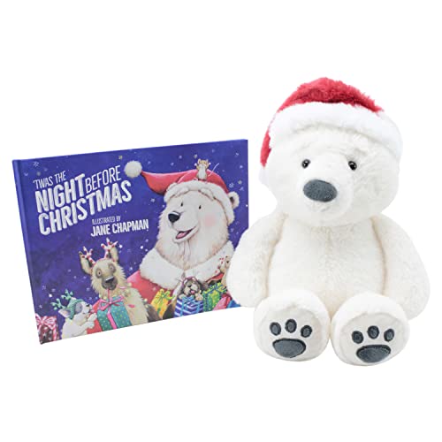 Dan Dee ‘Twas The Night Before Christmas | Illustrated Hardcover Book & Holiday Bear | Officially Licensed, Collectible Bedtime Story & Plush Toy Gift Set, Blue & White #TOP29