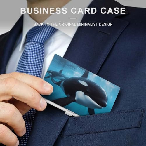 Business Card Holder Killer Whale Slim Business Card Case Professional Name Card Holders Purse Name Card Organizer Minimalist Pocket Card Cases for Men Women3