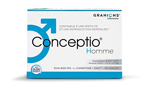 GRANIONS Conceptio Homme - 90 Capsules + 30 Sachets = 30 J - Cpx Breveté enzy Ox (Coenzyme Q10, Vitamine E), L-Carnitine, Dha, Oligoéléments - Fertilité Masculine Laboratoire des Granions 230gr Cover