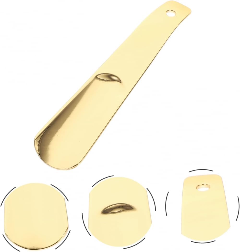 Calzascarpe lungo, calzascarpe in acciaio inox, corno per scarpe esteso strumenti per la casa, calzascarpe con manico in metallo, calzascarpe da viaggio tascabile (oro)/15325 (dorato)
