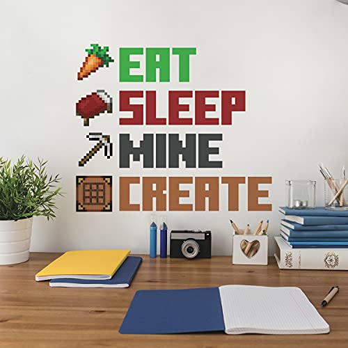 RoomMates RMK5007SCS Minecraft Eat Sleep Mine Create Quote Peel and Stick Wall Decal by RoomMates - Used condition - US$8.61