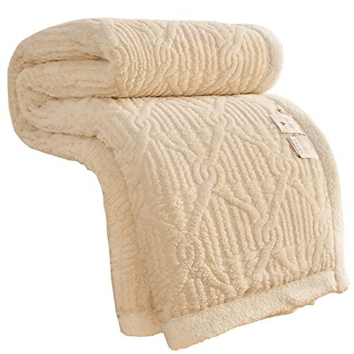 Hayisugal Sherpa Kuscheldecke Flauschige Schlafdecke, super weiche Fleecedecke als Sofadecke, Tagesdecke oder Wohndecke Couchdecke Sofa überwurfdecke, Beige, 150x200cm