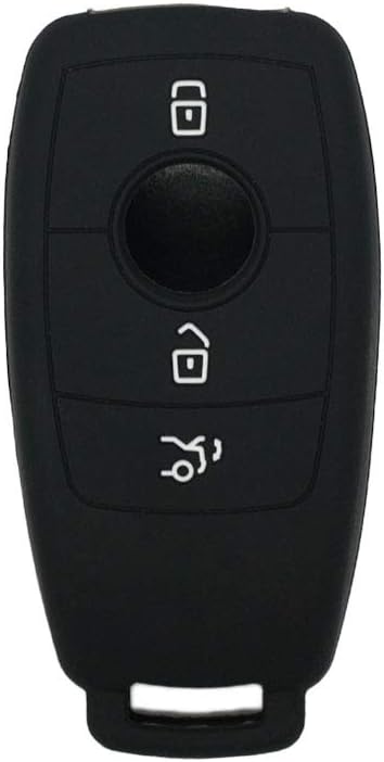 Silicone Cover Protector Case Skin Jacket fit for MERCEDES BENZ E Class 3 Button Smart Remote Key Fob CV4957 Black