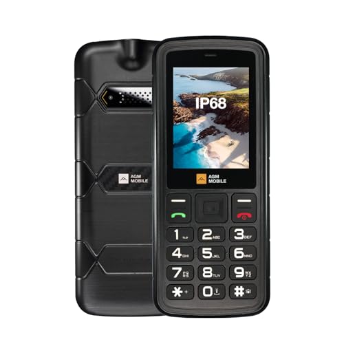 AGM M9 Seniorenhandy ohne Vertrag 2G mit großen Tasten Wasserdicht, Kompatibel mit Hörgeräten, kurzwahl, 104 dB Lautsprecher Dual-SIM,Schwarz (Spai