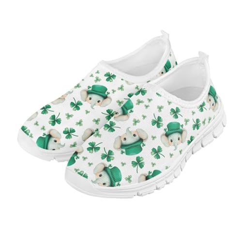 Kids St. Patrick's Day Shoes Cute Breathable Running Sneakers Boys Girls Fashion Slip On Casual Walking Shoe for Athletic US 11-15 White Sole2