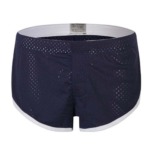 Mens See Through Shorts Sexy Mesh Underwear Split Side Boxer Loose Lounge Breathable Underpants