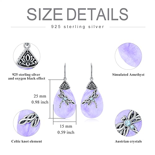 AOBOCO Sterling Silver Celtic Dragonfly Dangle Drop Earrings, Celtic Jewelry Birthday Gifts for Women Her Wife Mom4