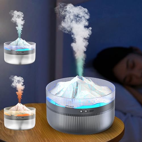 🧊Vulcani e montagne innevate, esperienza visiva realistica. Il design del nostro diffusore di aromi si ispira ai vulcani e alle montagne innevate, offrendo effetti visivi unici e un'atmosfera romantica. Non solo offre un piacere visivo, ma atomizza anche le molecole di oli essenziali in una sottile nebbia d'acqua attraverso vibrazioni ultrasoniche ad alta frequenza, creando un'esperienza olfattiva e tattile multisensoriale. Premi il pulsante luce una volta per attivare la luce rossa (vulcano), la seconda volta per attivare la luce blu (montagne innevate) e la terza volta per spegnere la luce.