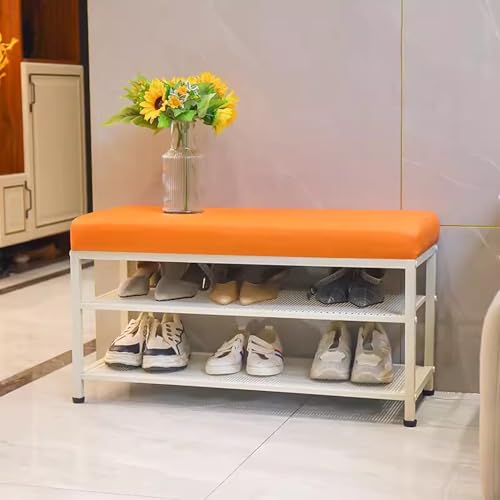 Banc à chaussures orange au design moderne et métal