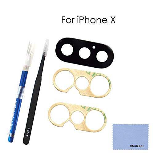 oGoDeal OEM Rear Camera Glass Lens Cover Replacement for iPhone X Original with Tool Kit and Ahesive Preinstalled