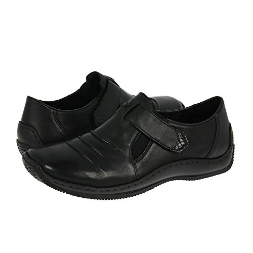 Rieker Women's Black Leather Black Flat Shoe Uk 4 - Eu 37 - Us 6 #TOP5