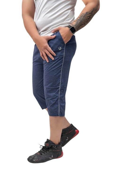 foxxy international Regular Fit 3/4th Capri for Men | Casual Night Wear & Sports Wear | Comfortable Cotton Fabric | Elastic Waistband with Side Pockets-picture-16