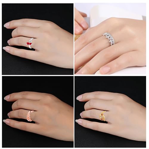 Image of Mahi Colorful Crystsal Studded Adjustable Finger Ring Combo for Women (PACO1105158PR)