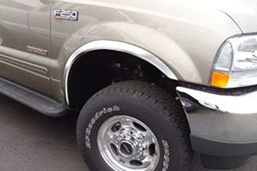QMI 275016 - Fender Trim Compatible With Ford Super Duty And Ford Excursion (Full Arch) Mirror Polished Stainless Steel Wide 2" Width Set Of 4