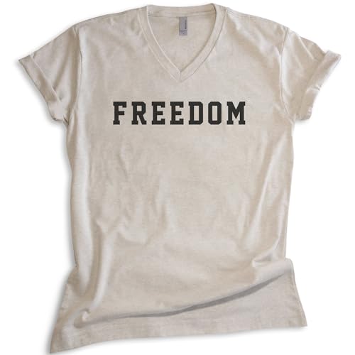 EVERTREE CLOTHING Freedom V-Neck T-Shirt, Unisex Women's Men's Vneck Shirt, Patriotic Shirt, Patriot Shirt - Main Image