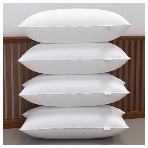 MY ARMOR Height Adjustabe Microfiber Bed Pillows Set of 4 for Sleeping Without Cover, 26x17 Inches, White