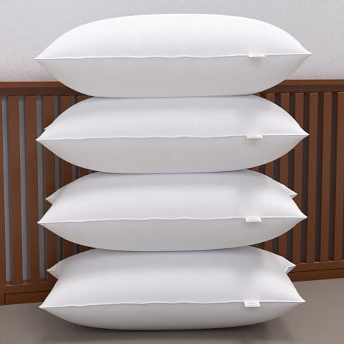 MY ARMOR Height Adjustable Microfiber Pillows Set of 4 for Sleeping - 16 x 24 Inches - White