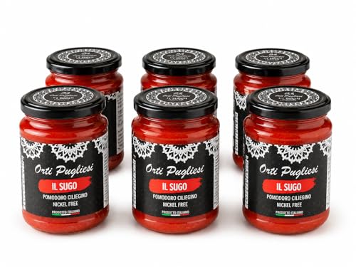 Il Sugo di Pomodoro Nickel Free, Orti pugliesi, Pomodori Ciliegini Senza Nickel 100% Italiani, Box da 6x280gr barattoli di vetro