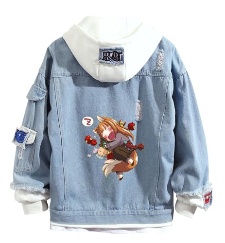 Anime Spice and Wolf Denim Jacket Hoodie Jeans Sweatshirt Sweater Hooded Pullover Fleece