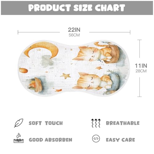 Watercolor Cats Muslin Baby Burp Cloths - Super Absorbent and Soft Burping Rags - Cotton Burp Clothes Set for Boys and Girls, 2 Pack2