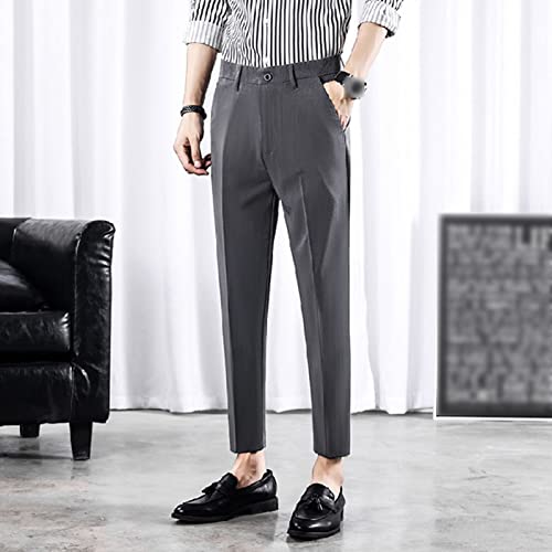 Men's Cropped Suit Pants Stretch Skinny Fit Casual Business Pant Slim Fit Tapered Ankle Dress Chino Trousers3