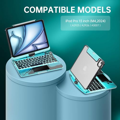 GUSGU Transparent Case with Wireless Keyboard only for 2024 iPad Pro 13-in.(M4), 7 Colors Backlight, Trackpad - Image 2
