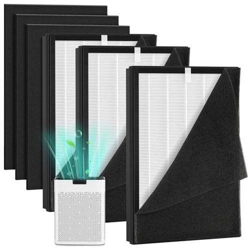 Image of 3 Pack KJ190L Filter Replacement for MOOKA KJ190L Air Puri-fier for Home Large Room 2200 Ft, 3 Stage Filtration for Smoke Dust Pollen Pets Hair Dander Odor, 3 HEPA Filters and 6 Washable Pre-Filters